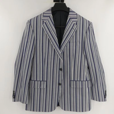 Hickey Freeman Lindsey 100% Cotton 2-Button Sport Coat Blue Stripe 40S - Image 1 of 4