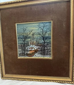 IVAN LACKOVIC-CROATA "Inverno" Scena Villaggio Retro Stampa olio su vetro - Foto 1 di 17