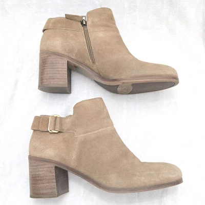 Botines Franco Sarto para mujer de gamuza tostada talla 9,5 M grueso tacón bloque cremallera lateral Foto 1 de 4