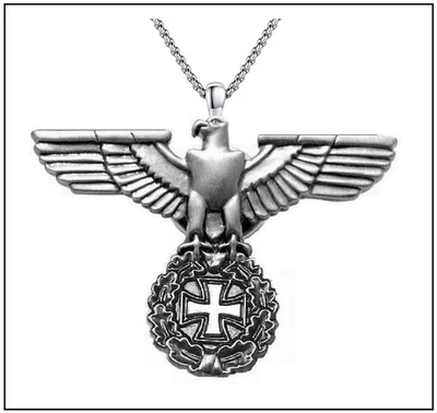 Collar REICH EAGLE - 1 3/4" Envergadura Acero - Cruz de Hierro - Emblema Alemania Segunda Guerra Mundial Foto 1 de 4