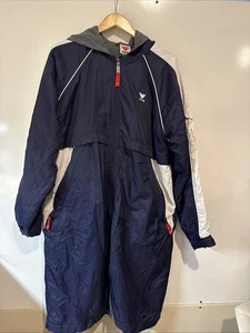 Costume da bagno lungo foderato in pile con cappuccio blu/bianco TYR taglia media adulto - Foto 1 di 16