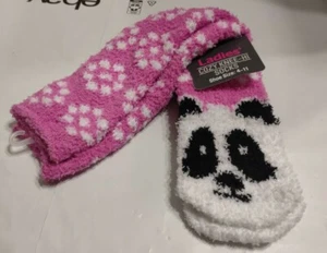 Fleece gemütliche kniehohe Damensocken rosa Panda Schuhgröße 4-11 - Bild 1 von 5