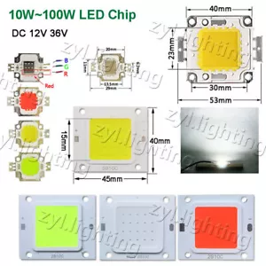 LED chip 12v 36v COB 10w 20w 30w 50w 100w smd flood lights bulbs rgb panel beads - Picture 1 of 22