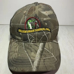 Nelsons Plumbing Service Gator Camo Strapback Baseball Cap Hat KATL OSFM - Picture 1 of 8