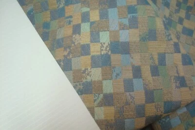 2.33 yds Glant Fabric Tapestry Mosaic Tile squares Blue Upholstery 56" x 84" BTP - Image 1 of 4