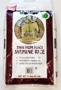 25 LB BAG Kirkland Signature Thai Hom Mali JASMINE RICE Long Grain White 11.3KG - Picture 1 of 3