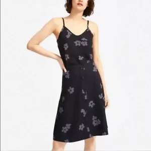 Everlane Black Floral Japanese Goweave Button Front Skirt Size 0 - Picture 1 of 6