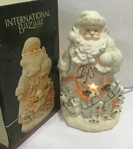 Vintage International Bazaar White Porcelain Santa Night Light Christmas Decor - Picture 1 of 14
