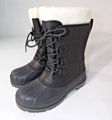 Baffin Canada Boots Womens Sz 9 Winter Snow BLack Faux Fur Tie Lined HTGE-W001 - Image 1 of 4