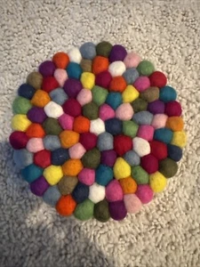 Pom Felt Balls Wool Handmade Choose Beads Craft Quantity Coaster Mix Nepal 8” - Picture 1 of 1