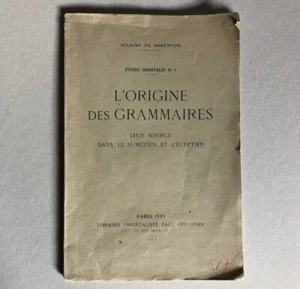 H. de Barenton — L'Origine des grammaires — études orientales —  Geuthner — 1925 - Imagen 1 de 7