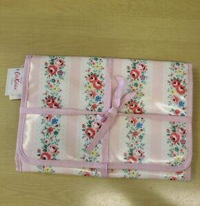 Cath Kidston Ladies White & Pink Floral Lace Stripe Cosmetic Roll Case. NEW Tag.