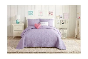 URBAN PLAYGROUND Solid Lavender Purple Hearts Kids Girls Cotton 5-Pc Quilt Se... - Picture 1 of 8