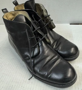 Calvin Klein Black Leather Men's Ankle Lace Up Boots Size 39.5 Made in Italy - Picture 1 of 6