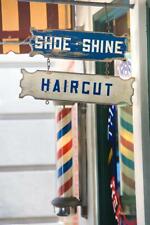 Old Fashioned Barber Shop Haircut and Shoe Shine Photo Laminated Poster 12x18