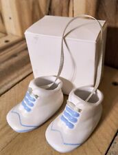 Pair of Baby Boy Booties Hanging Christmas Tree Ornament 