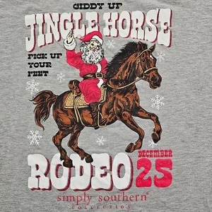 Jingle Horse Rodeo Christmas Simply Southern Gray Short Sleeve T-Shirt Adult XL - Picture 1 of 9