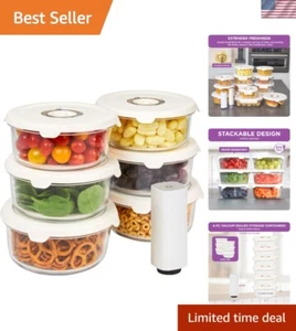 Versatile 930ml Glass Food Storage Containers - 6 Pack with Vacuum Pump Included - Bild 1 von 11