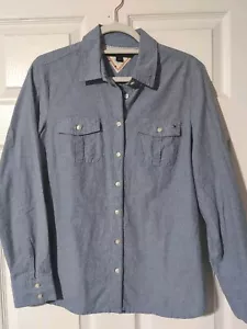 Tommy Hilfiger Button Down Long Sleeve Chambray Shirt Womens M Light Blue Wash - Picture 1 of 5