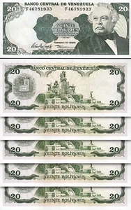 Venezuela 20 Bolivares 1998, UNC, 5 Pcs LOT, Consecutive, P-63f - Picture 1 of 4