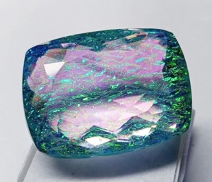 Fire Opal Doublet Gemstone Certified 76.50 Ct Cushion Shape Natural Monarch - Picture 1 of 4