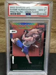 Khabib Nurmagomedov 2022 Donruss Production Line Green Flood #5 PSA 10 POP 1 - Bild 1 von 2