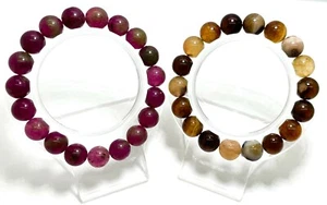 Agate Bracelet Smooth Round Gemstone 10mm Beads Stretch Bracelet - PGB58 - Picture 1 of 4