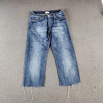 Energie Men's Size 31 Blue Dark Wash 4 Button Distressed Cut Off Vintage - Image 1 of 4