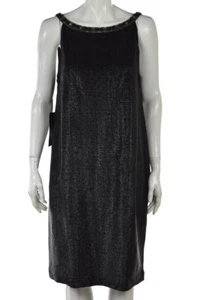 New Alberta Ferretti Dress Size 8 Black Metallic Shift Sleeveless Cocktail - Picture 1 of 4