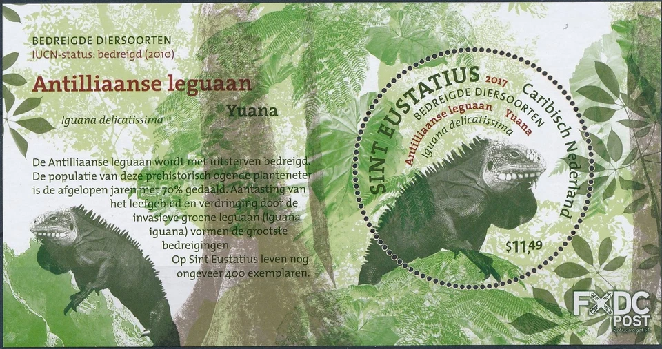 [CA147] Caribbean Netherlands 2017 Reptiles Iguana St. Eustatius Sheet MNH — 第 1/1 张图片