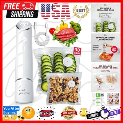 Compact Vacuum Sealer for Food Vacuum Sealer Machine + 30 Reusable Vacuum Bag... - Image 1 of 4