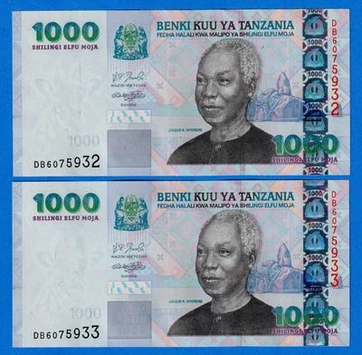 Tanzania 1000 Shillings  2006 P-36b  2 Consecutive Circulated Notes TZ#03 - Image 1 of 4