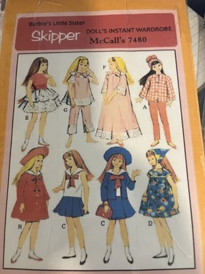 Vintage 1964 Skipper 9" Doll Clothes Pattern Reproduction McCall's 7480 - Image 1 of 4