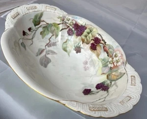 Antike Haviland Limoges Servierschale | handbemalt Blumen & Beeren | französisch - Bild 1 von 12