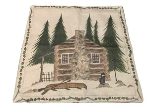 Rustic Cabin Lodge Kayak Cat Nature Throw Pillow Cover Holiday Home Decor 18” - Picture 1 of 5