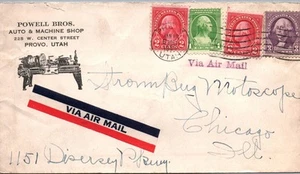 POSTAL HISTORY COVER ILLUSTRATED CORNER POWELL BROS. AUTO MACHINE SHOP PROVO UT - Picture 1 of 2