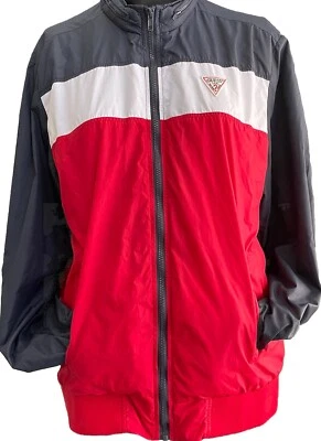 De Colección Guess EE. UU. Cortavientos Años 90 Y2K Mujeres Rojo Blanco Azul XL Cremallera Oculta Sudadera con Capucha Foto 1 de 4