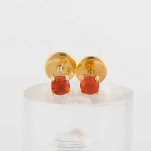 Aretes con piedras preciosas de cornalina naranja natural de plata de ley en 3 mm-4 mm-5 mm - Imagen 1 de 20