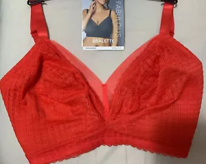 M&S NONWIRED FULLCUP MESH & LACE BRALET with Inner Support In FLAME RED Size 42G - Picture 1 of 12