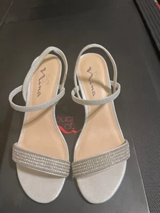 Touch of Nina NYSA-FY True Silver Sandals in Size 7M with Rhinestones  - Picture 1 of 6