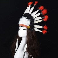 Adult Native American Red Indian Big Tribal Headdress Feather Hat Hot Gift lskn