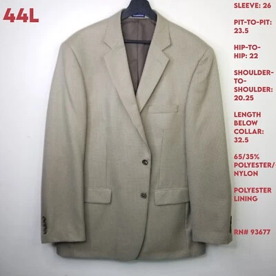 Chaqueta Abrigo Deportivo Stafford Essentials Hombres 44L Marrón Tostado Dos Botones Pata de Gallo Foto 1 de 4