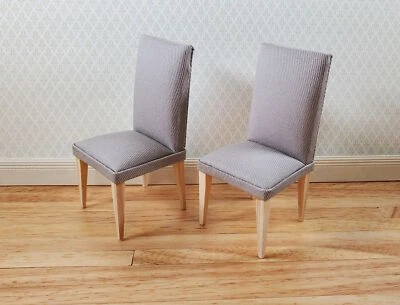 Dollhouse Chairs Modern Style Set of 2 Gray Fabric 1:12 Scale Furniture - Image 1 of 4