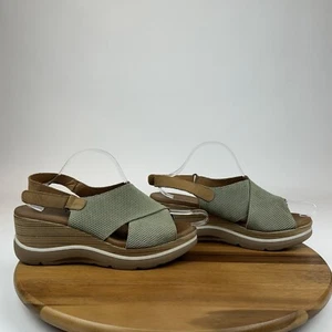 Sandalias para mujer Paula Urban de cuero verde con correa cruzada cómodas cuñas talla EU 41 - Imagen 1 de 10