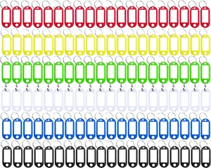 120 Pack Plastic Key Tags with Label Window ID Tag & Split Ring Keychain6 Colors - Picture 1 of 12