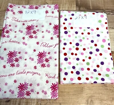 Polka Dot & Floral Fabric Bundle - 27x9 & 42x9 Inches - Cotton Sewing Material - Image 1 of 3