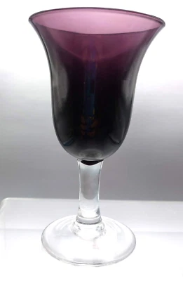 Amethyst Hand Blown Wine Glass Cordial Footed stem 4 1/4" Dark Purple - Image 1 of 4
