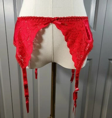 ESCANTE Sexy Red Lace & Satin Stocking Garter Belt 1062 One Size NWOT - Image 1 of 4