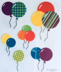 Birthday Balloon Glittered Scrapbook Craft Stickers - Picture 1 of 1