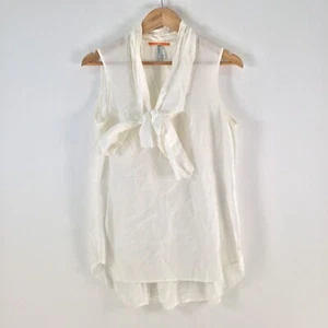 Hugo Boss womens blouse top size M silk cotton sheer white sleeveless 106548 - Picture 1 of 9